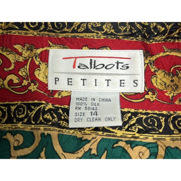 Vtg Talbot Petites 100% Silk Jacket Colorful Floral Print Button Front Sz 14 - Picture 8 of 8